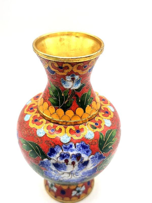 Bilder überfliegen für die vergrößerung Chinesische Cloisonné-Vasen: Handwerkskunst und Tradition - Rot / Blumen 2