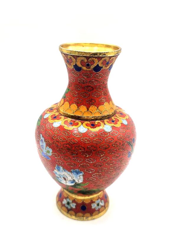Bilder überfliegen für die vergrößerung Chinesische Cloisonné-Vasen: Handwerkskunst und Tradition - Rot / Blumen 3