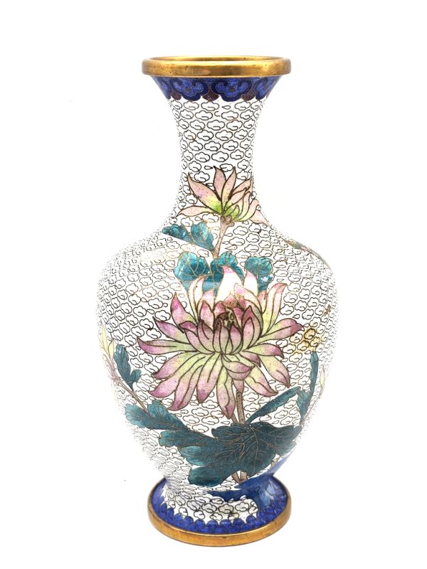 Chinesische Cloisonné-Vasen: Handwerkskunst und Tradition - Weiße Blumen
