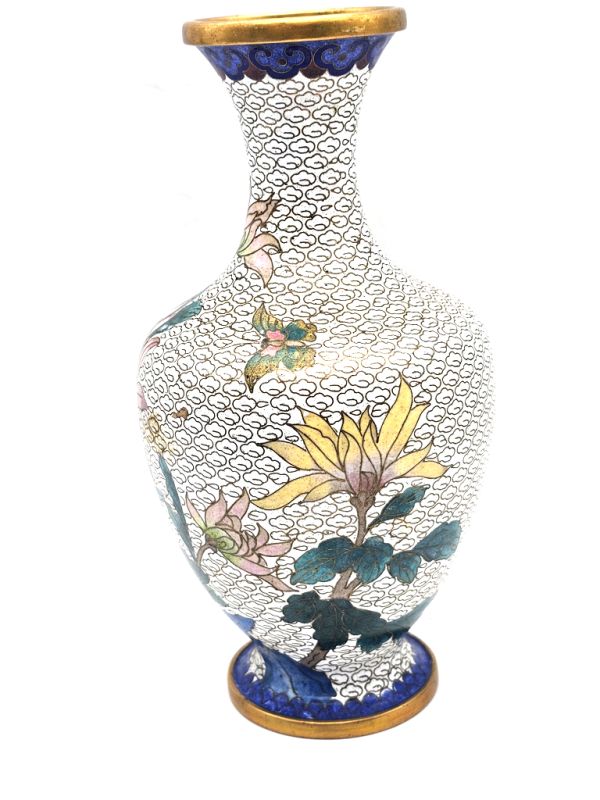 Bilder überfliegen für die vergrößerung Chinesische Cloisonné-Vasen: Handwerkskunst und Tradition - Weiße Blumen 2