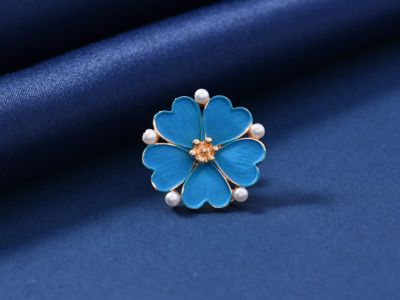 Chinesische Emaille-Anstecknadel - Cloisonne - Große Blume