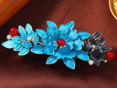 Chinesische Emaille-Haarspange - Cloisonné - Chinesische Blumen