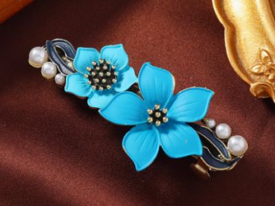 Chinesische Emaille-Haarspange - Cloisonné - Die gefüllten Blüten