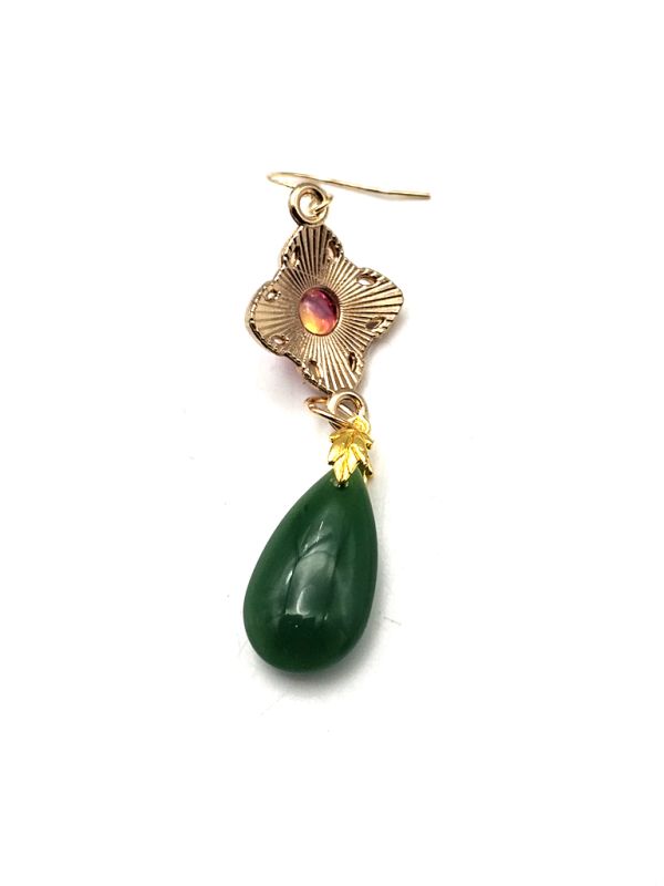 Chinesische Emaille-Ohrringe - Cloisonné - Grüne Perle 4