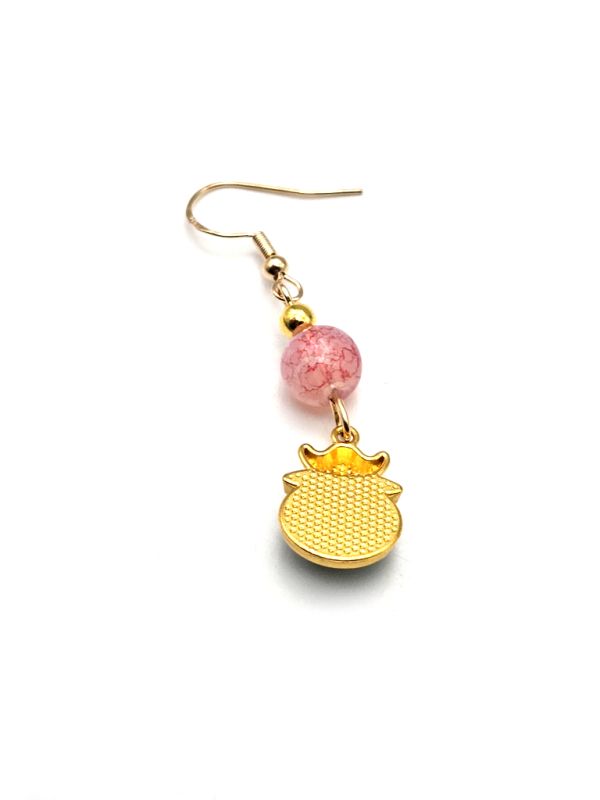 Chinesische Emaille-Ohrringe - Cloisonné - Rosa und grüne Perlen 4