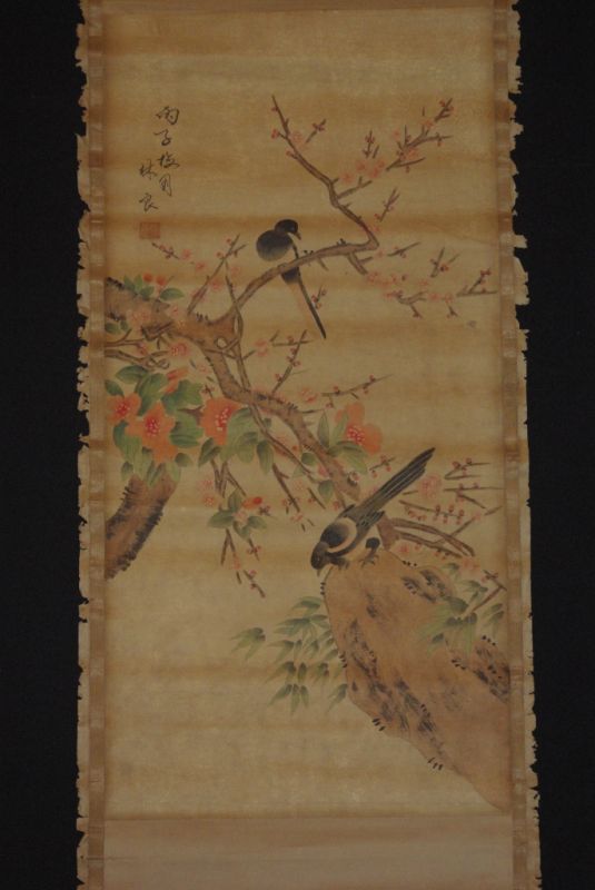 Chinesische Gemälde Kakemono 2 Vögel 2