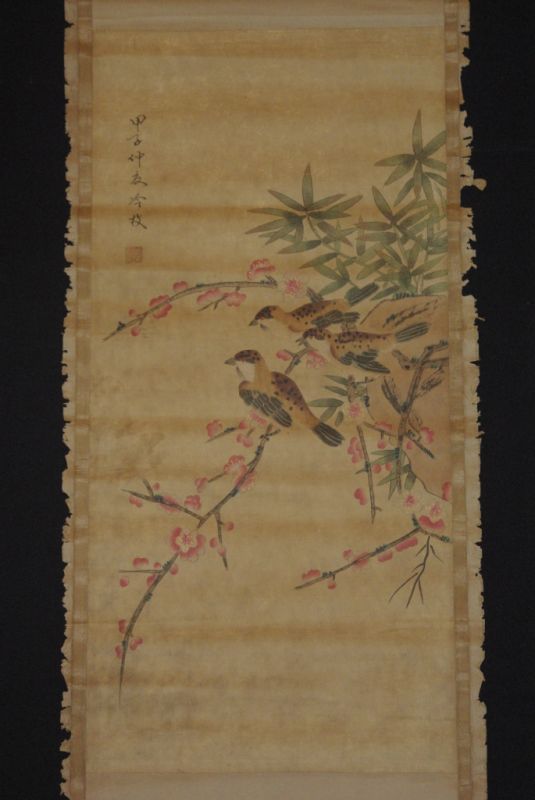 Chinesische Gemälde Kakemono 3 Vögel 2