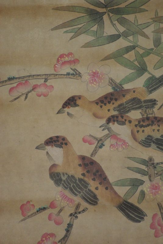 Chinesische Gemälde Kakemono 3 Vögel 4