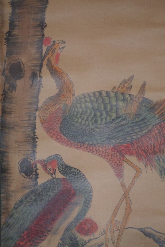 Chinesische Gemälde Kakemono 5 Vögel 3