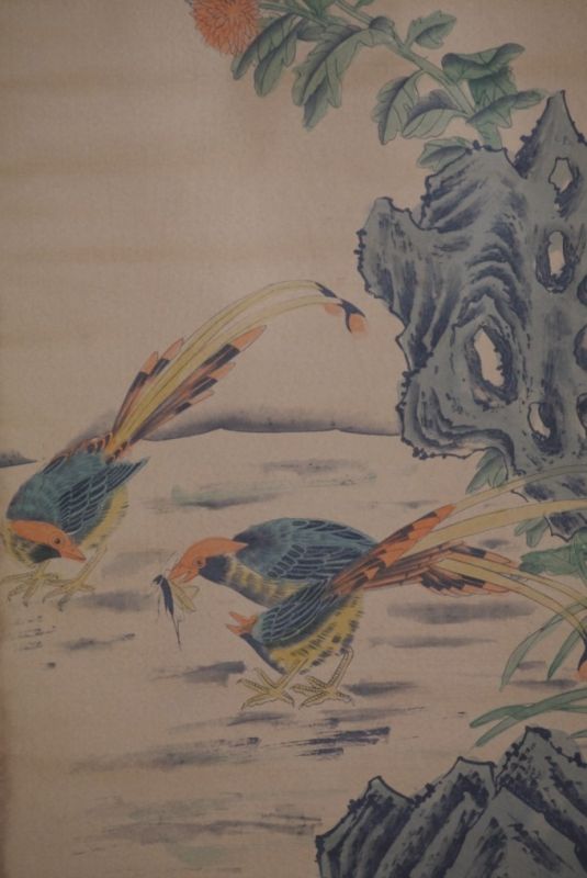 Chinesische Gemälde Kakemono 6 Vögel 3
