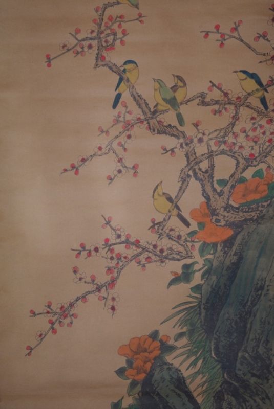 Chinesische Gemälde Kakemono 6 Vögel 3