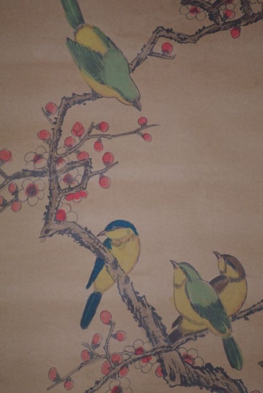 Chinesische Gemälde Kakemono 6 Vögel 4