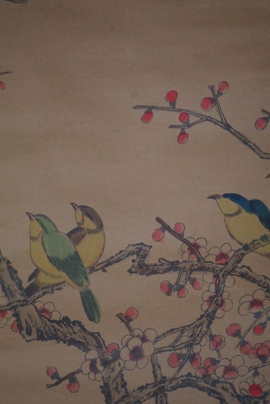 Chinesische Gemälde Kakemono 6 Vögel 5