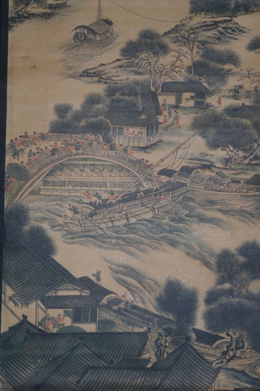 Chinesische Gemälde Kakemono Chinesisches Dorf - Brücke 3