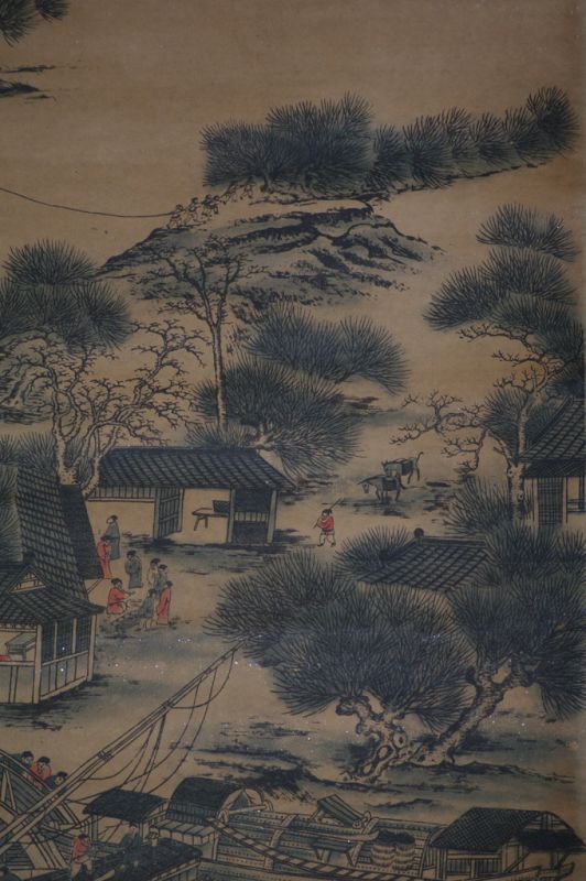 Chinesische Gemälde Kakemono Chinesisches Dorf - Brücke 5