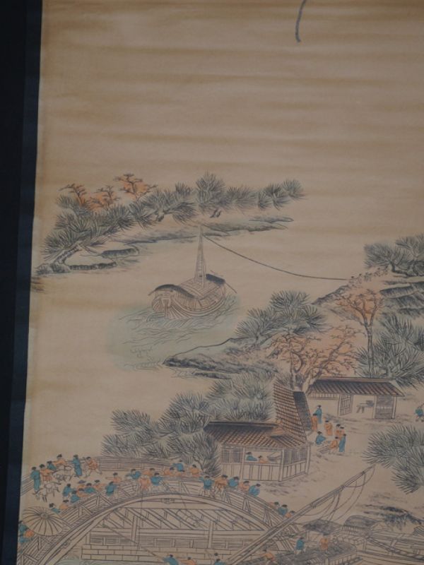 Chinesische Gemälde Kakemono Das Dorf am Fluss 2