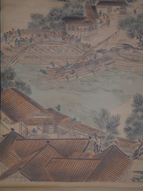 Chinesische Gemälde Kakemono Das Dorf am Fluss 3