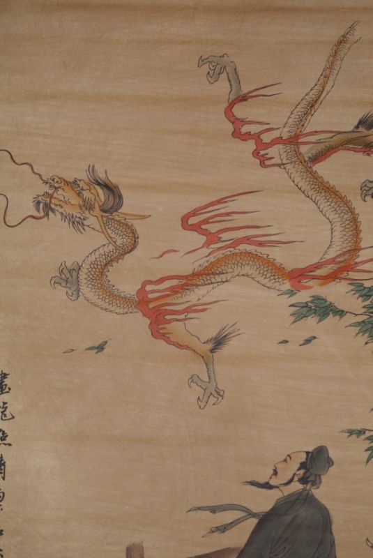 Chinesische Gemälde Kakemono Drachen in den Himmel 2