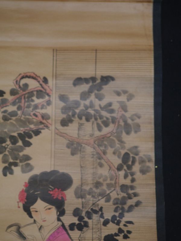 Chinesische Gemälde Kakemono Lesung auf der Terrasse 3