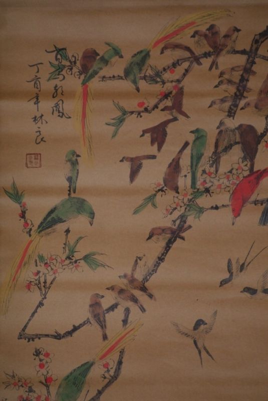 Chinesische Gemälde Kakemono Paar Fasane 3