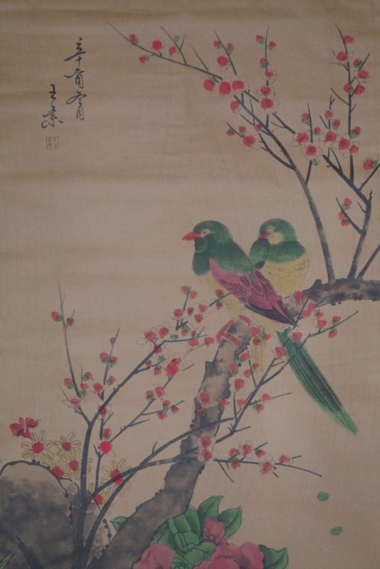 Chinesische Gemälde Kakemono Paar Vögel 2