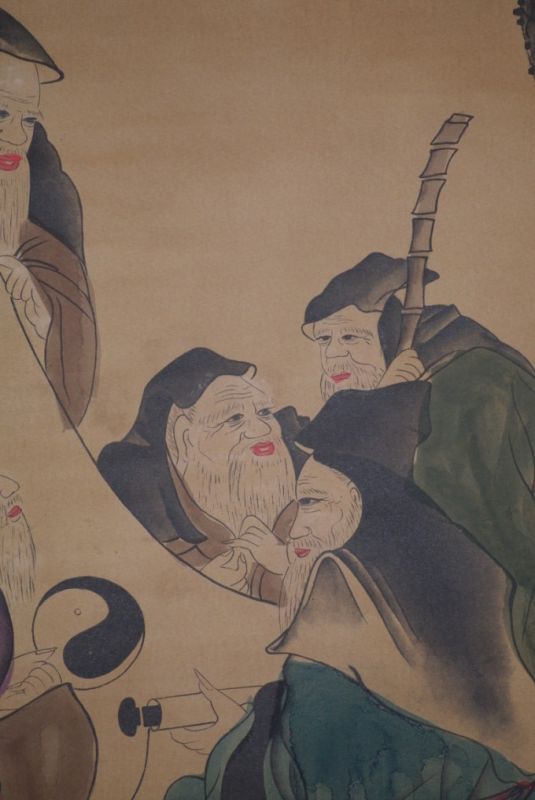 Chinesische Gemälde Kakemono Schule unter einem Baum 3