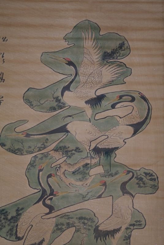 Chinesische Gemälde Kakemono Störche Glück 2