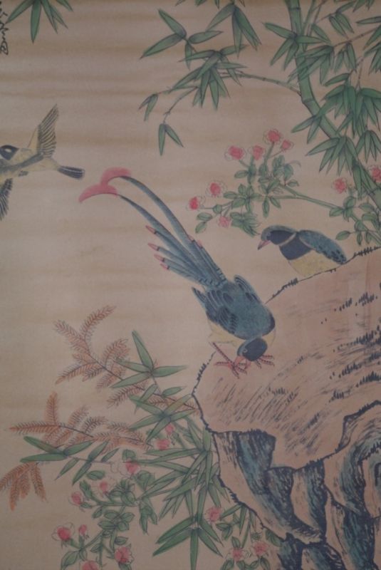 Chinesische Gemälde Kakemono Vögel in freier Wildbahn 2