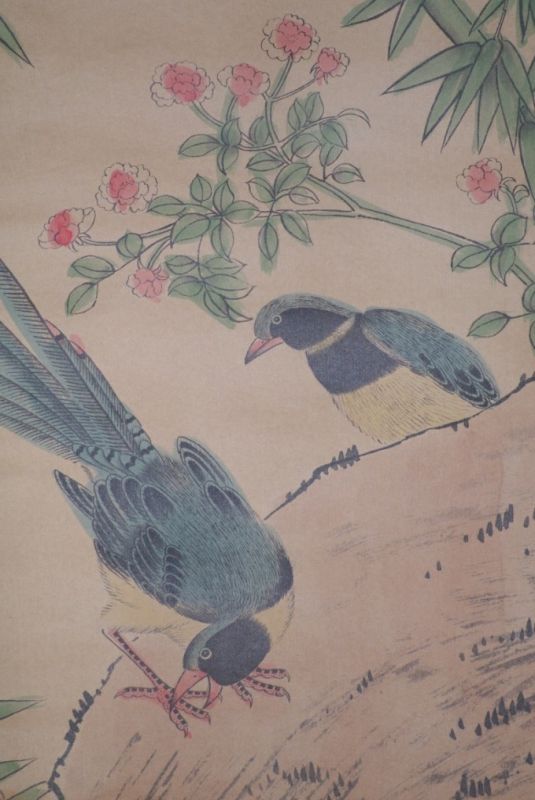Chinesische Gemälde Kakemono Vögel in freier Wildbahn 4