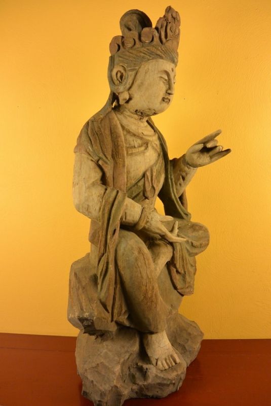 Chinesische Göttin Chinesische Holz Statue 3