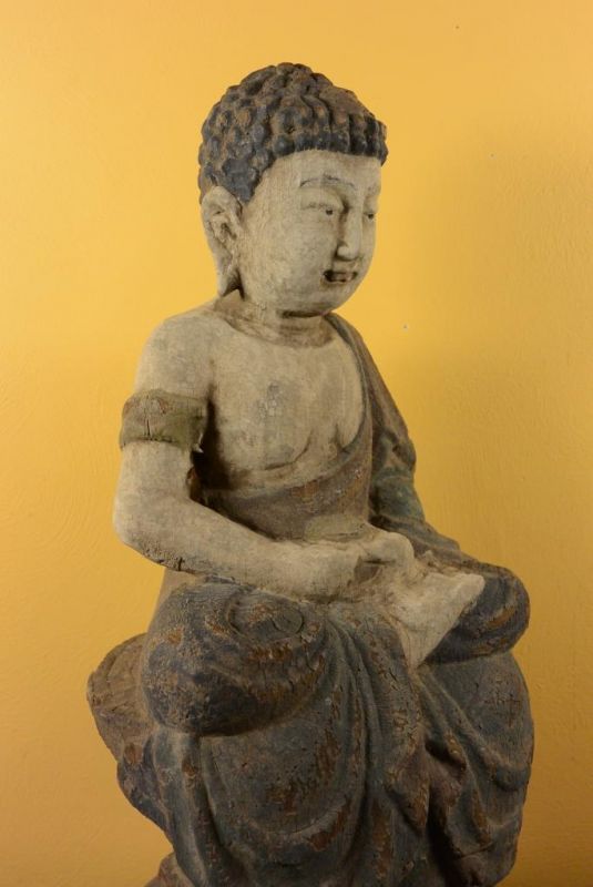 Chinesische Holz Statue Buddha in Meditationsposition 3