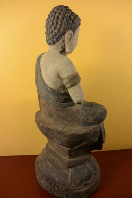 Chinesische Holz Statue Buddha in Meditationsposition 4