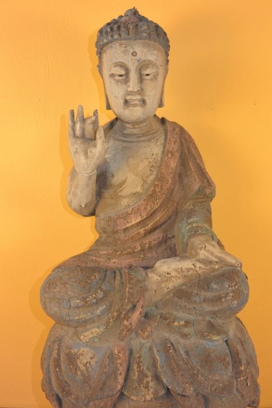 Chinesische Holz Statue Buddha Lotus-Position 2
