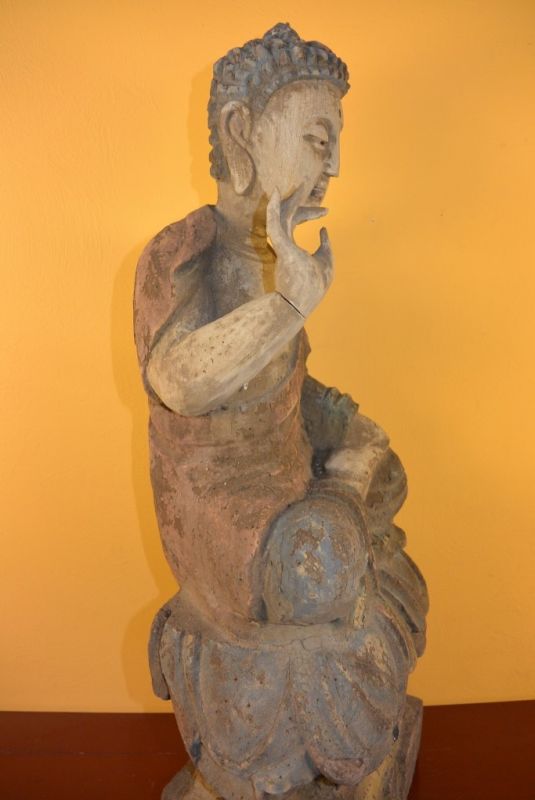 Chinesische Holz Statue Buddha Lotus-Position 3
