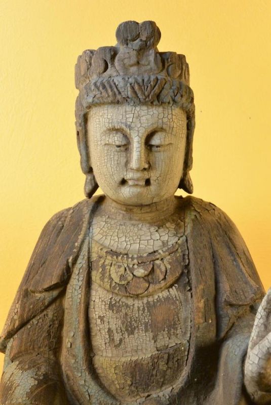 Chinesische Holz Statue - Chinesische Göttin Maitreya 2