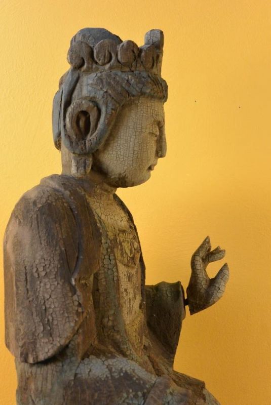 Chinesische Holz Statue - Chinesische Göttin Maitreya 4