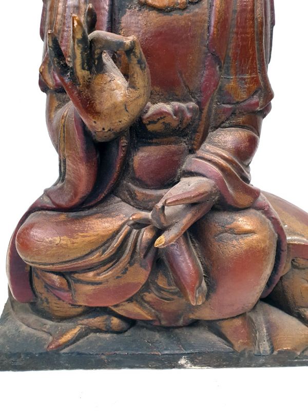 Chinesische Holz Statue Göttin auf einem Elefanten 3