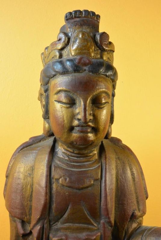 Chinesische Holz Statue Göttin der Wächterlöwe 2