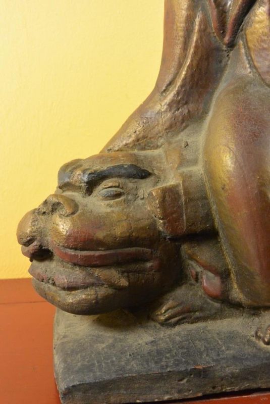 Chinesische Holz Statue Göttin der Wächterlöwe 3
