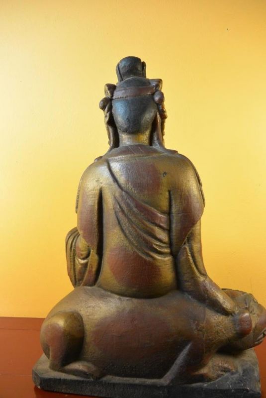Chinesische Holz Statue Göttin der Wächterlöwe 5