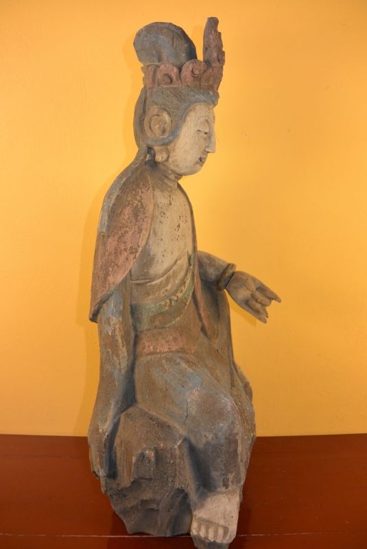 Chinesische Holz Statue Göttin Guan Yin 4