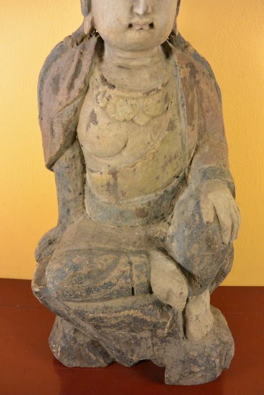 Chinesische Holz Statue Göttin Guanyin 3