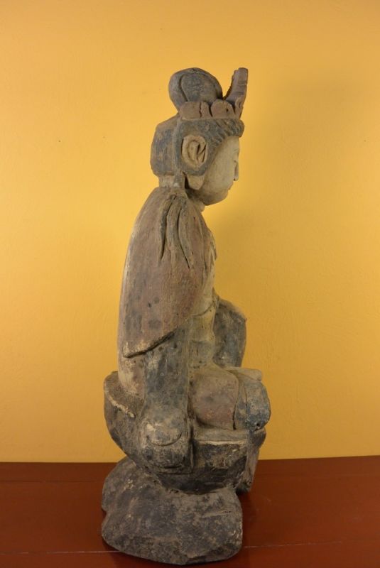 Chinesische Holz Statue Göttin Guanyin 4