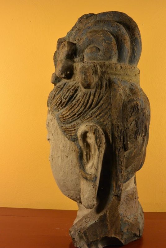 Chinesische Holz Statue Grosse Guan Yin-Kopf 5