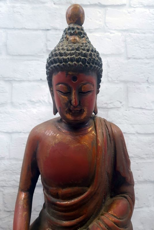 Chinesische Holz Statue - Lackiert - Buddha 1 2
