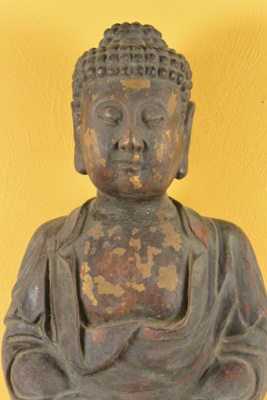 Chinesische Holz Statue Lackiert 2