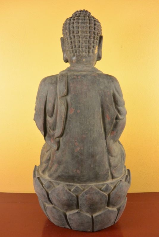 Chinesische Holz Statue Lackiert 4