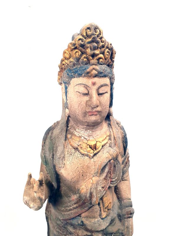 Chinesische Holz Statue Stehend Göttin 2