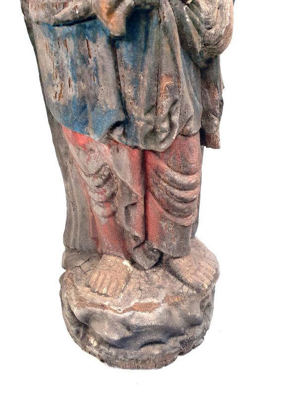 Chinesische Holz Statue Stehend Göttin 3