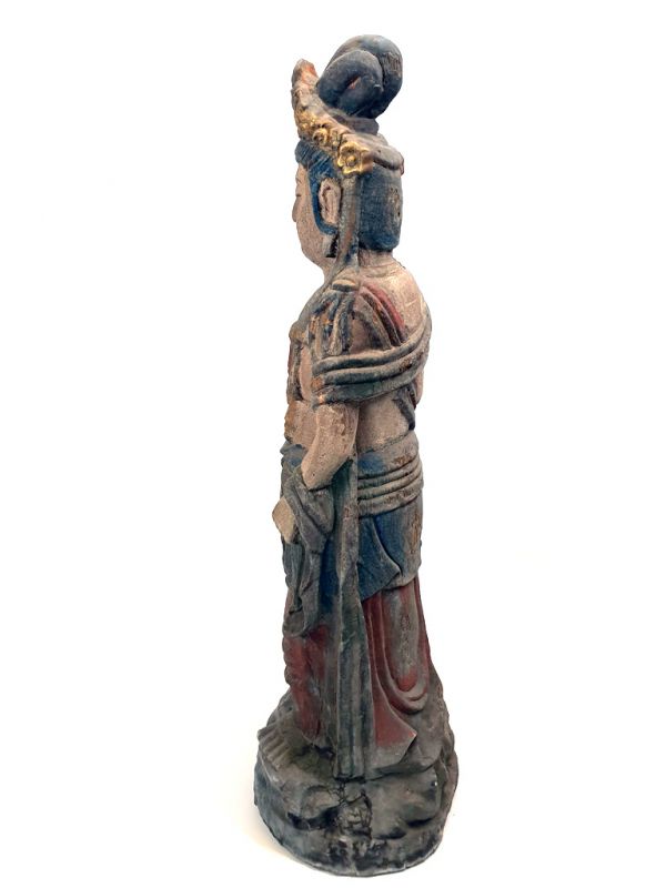 Chinesische Holz Statue Stehend Göttin 4